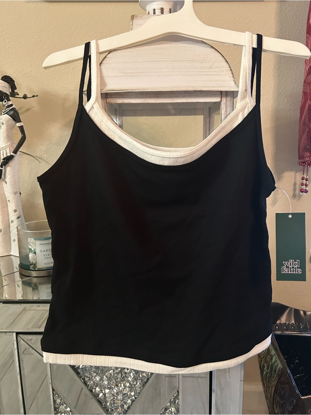 wild fable Black and White Double Strap Camisole